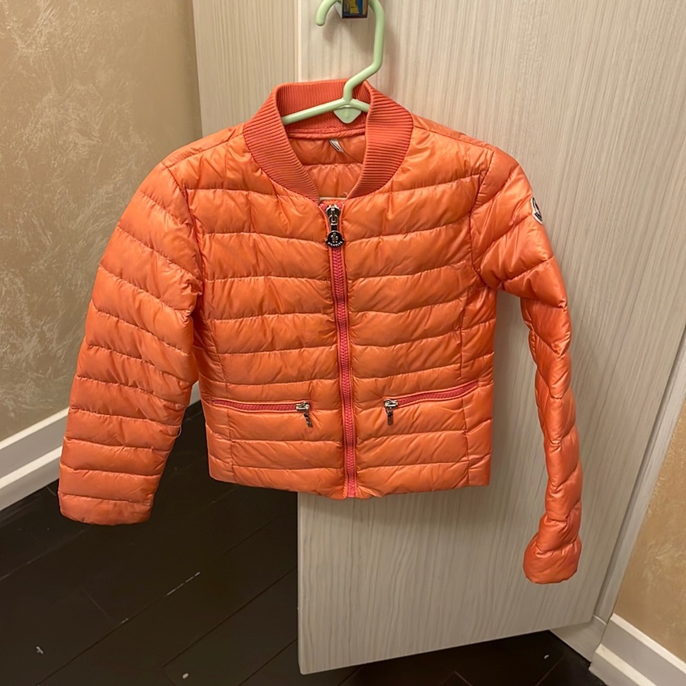 Moncler girls light down jacket in color coral pink